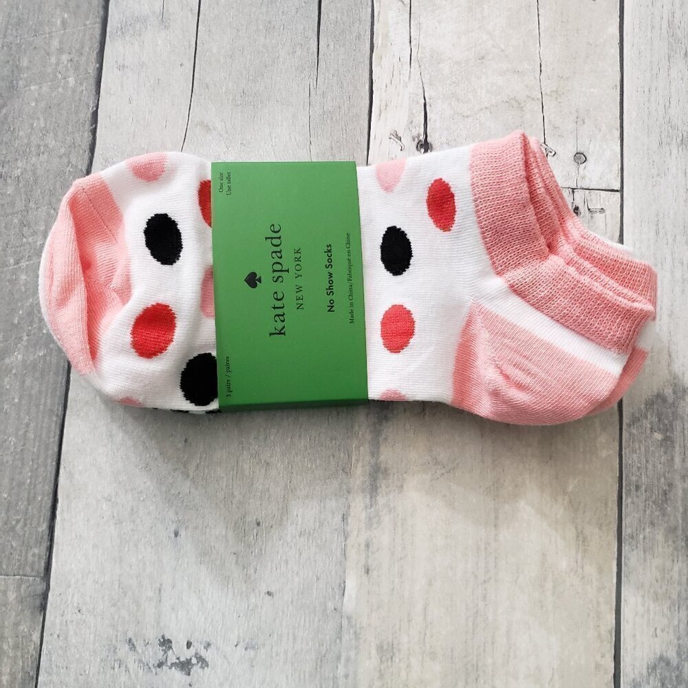 NWT - 3 Pair of Kate Spade Butterfly and Polka Dot No Show Socks - One Size